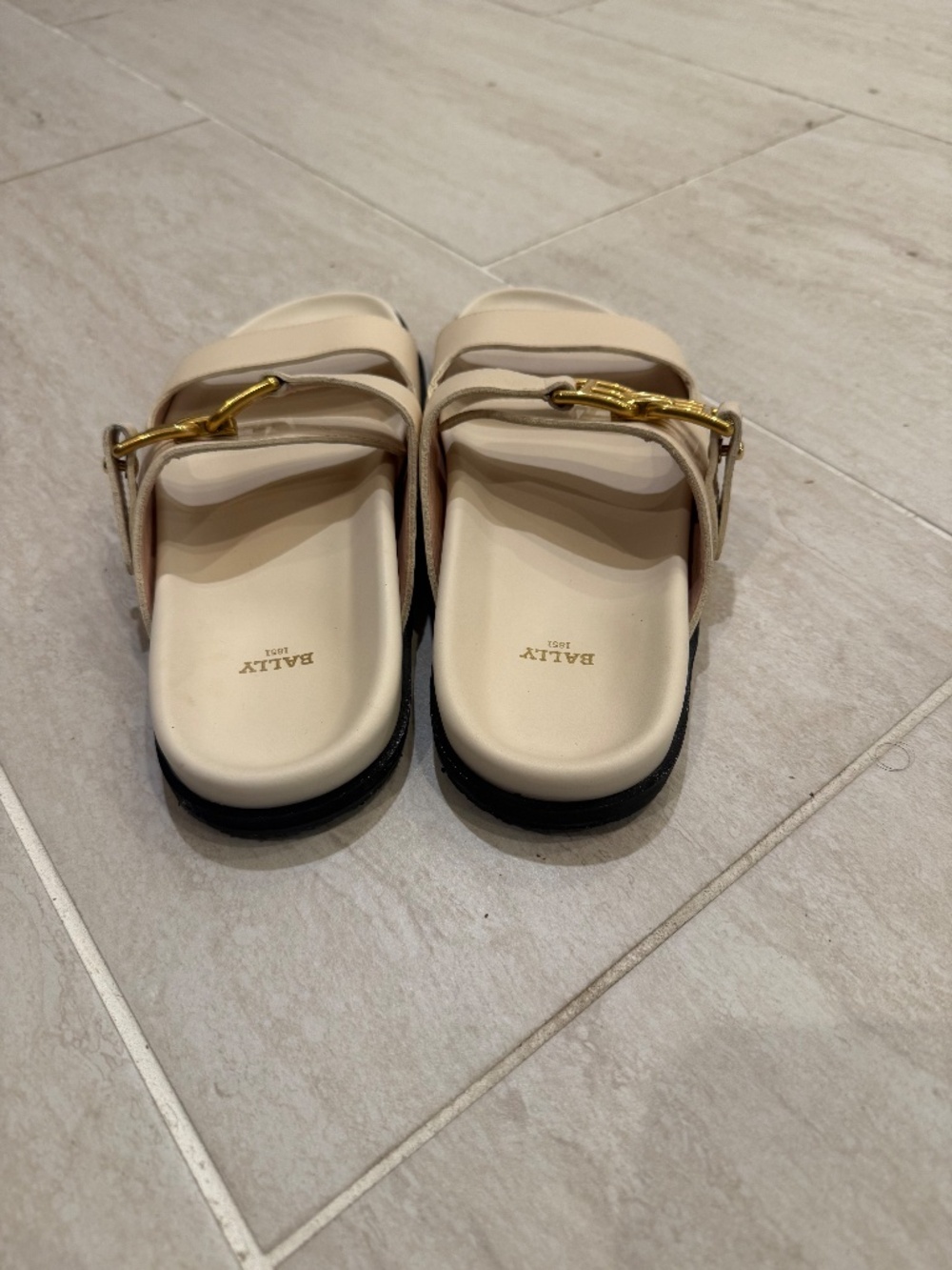 Bally Emma Flat Leather Sandals | Bone | Women's 7.5 - Picture 5 of 5